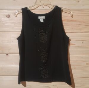 Vintage Tommy Bahama Beaded Pineapple Tank Top Size L 18.5x22 46% Silk Blend